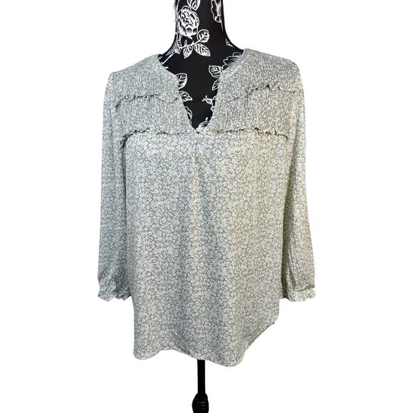 Angel NWT Cottagecore Gray Floral peasant top - Picture 1 of 7